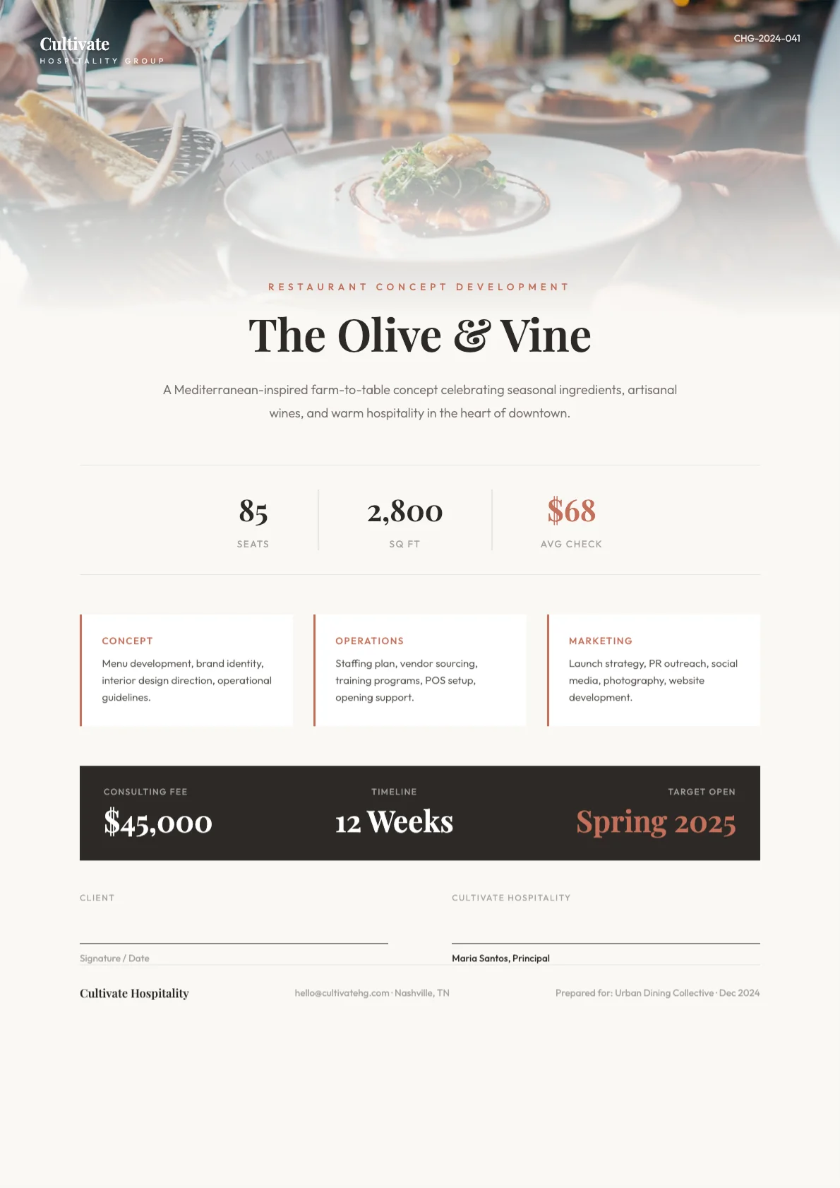 Restaurant Concept Development