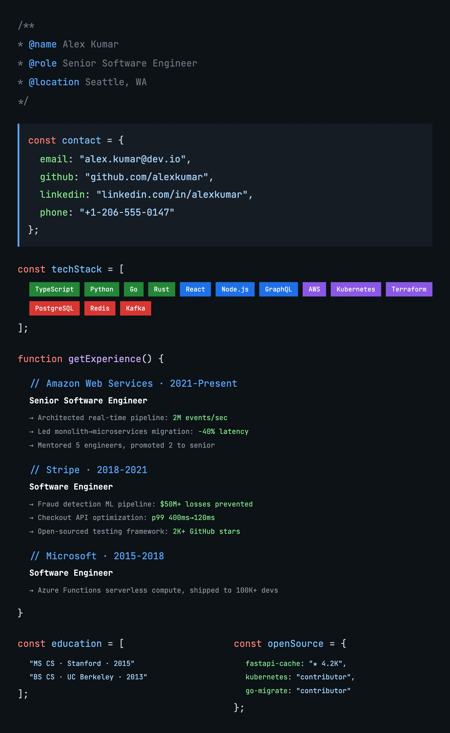 Developer Code Resume