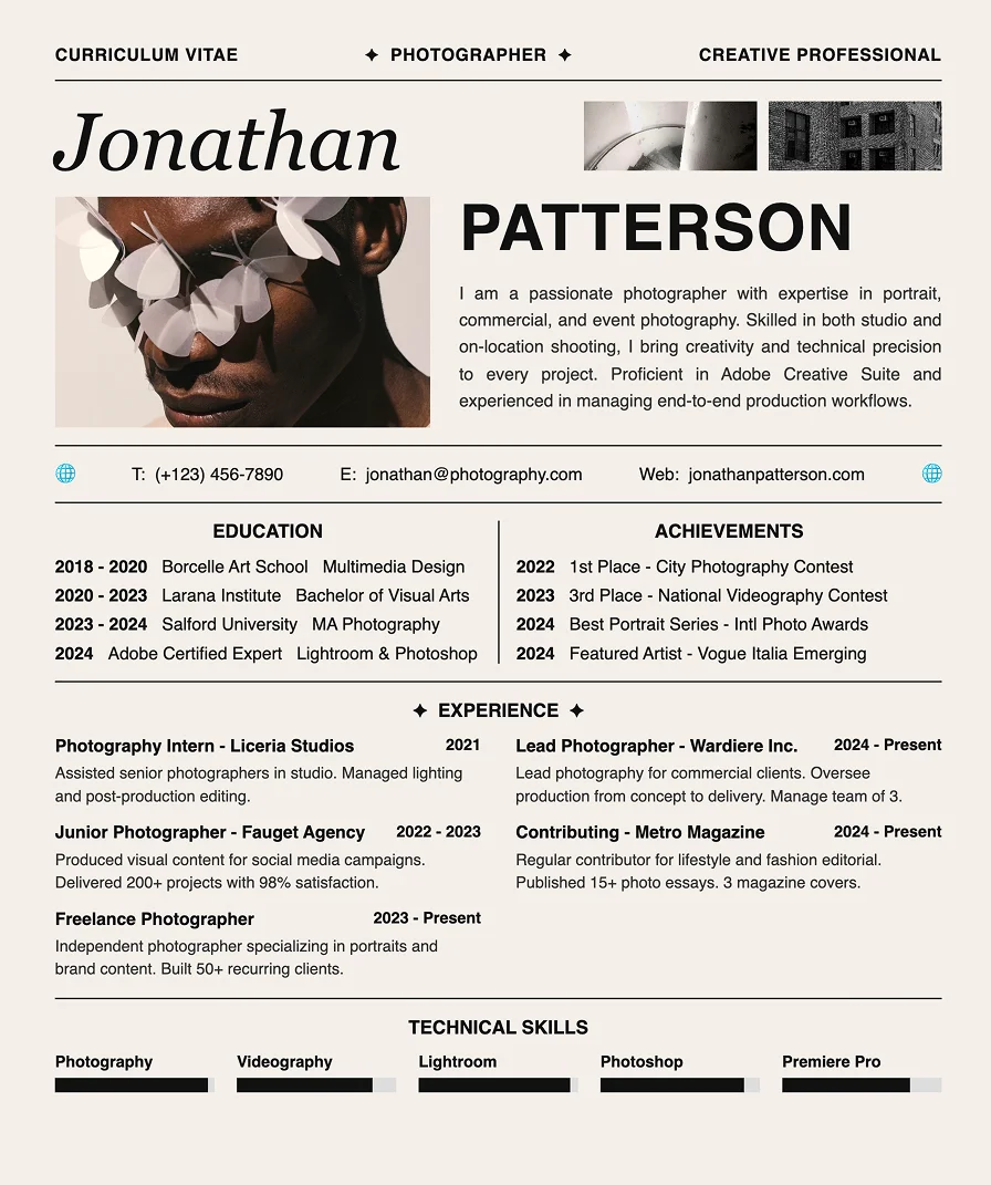 Photographer CV