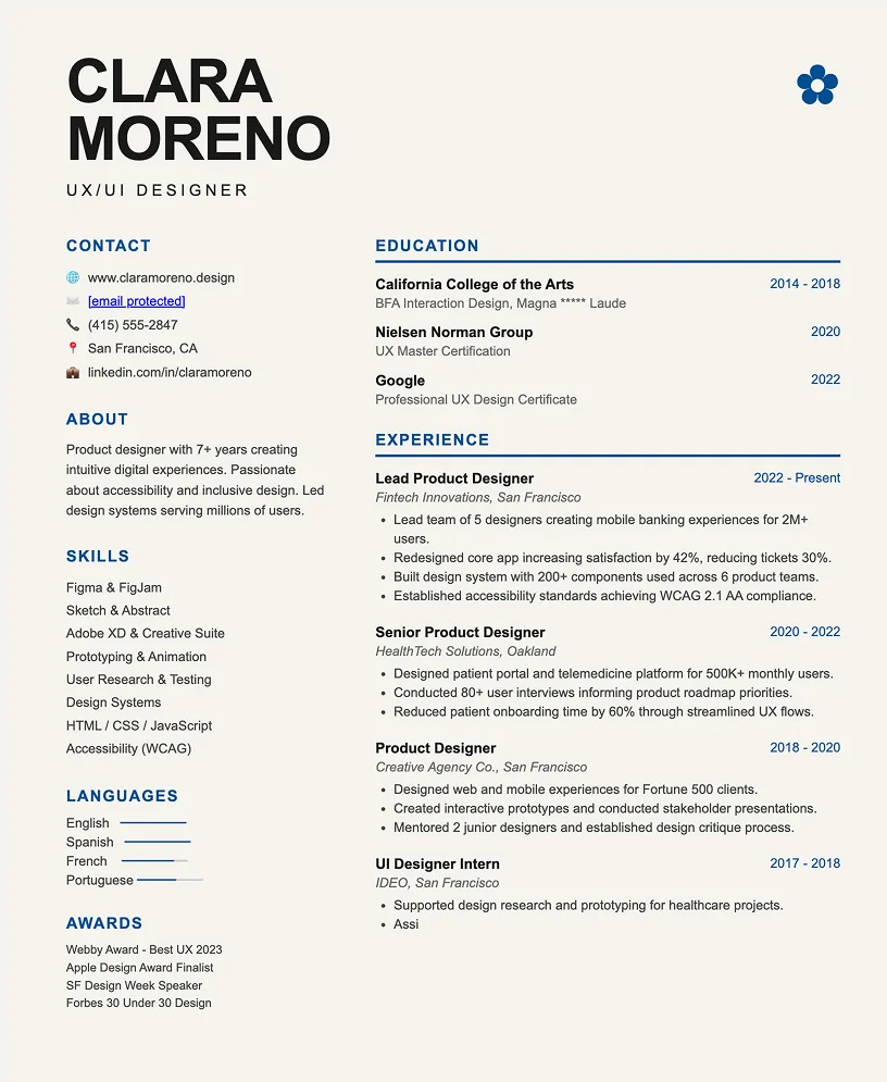 UX/UI Resume